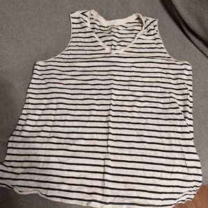 Time and Tru Black and White Striped Tank Top